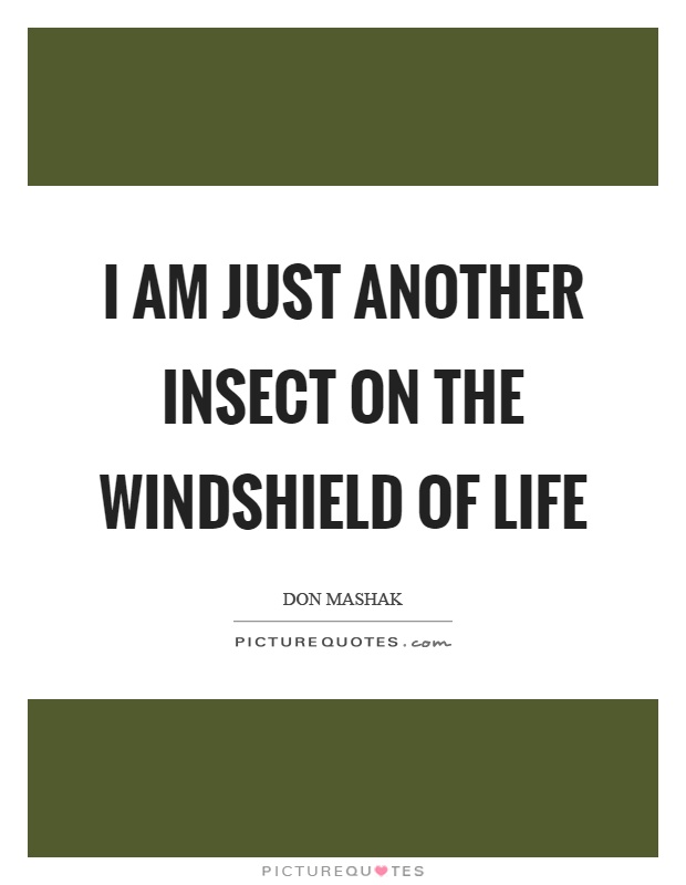 I am just another insect on the windshield of life Picture Quote #1
