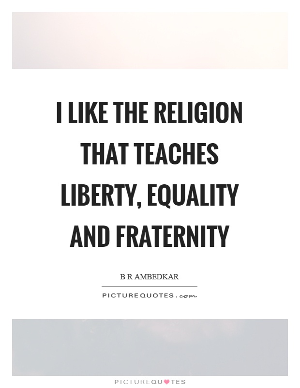I like the religion that teaches liberty, equality and fraternity Picture Quote #1
