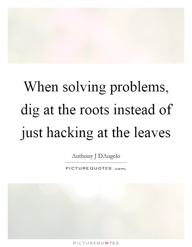 Anthony J. D'Angelo - When solving problems, dig at the