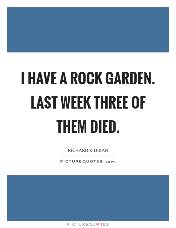 I have a rock garden. Last week three of them died Picture Quote #1