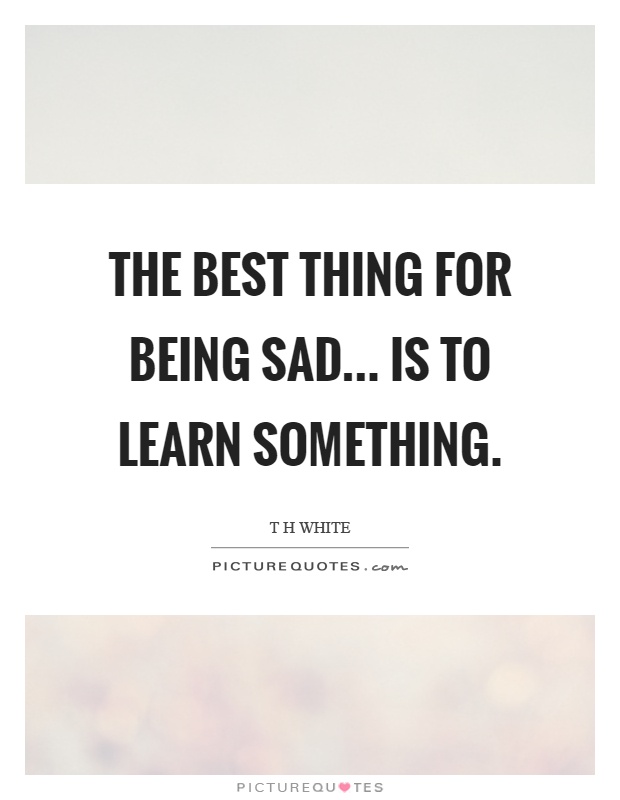 The best thing for being sad... is to learn something Picture Quote #1