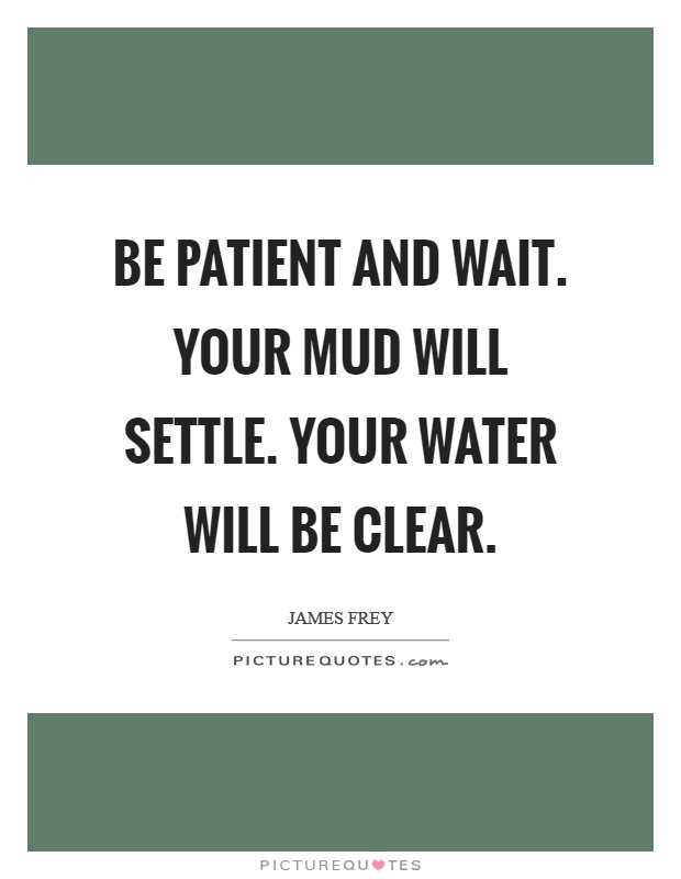 Be patient and wait. Your mud will settle. Your water will be clear Picture Quote #1