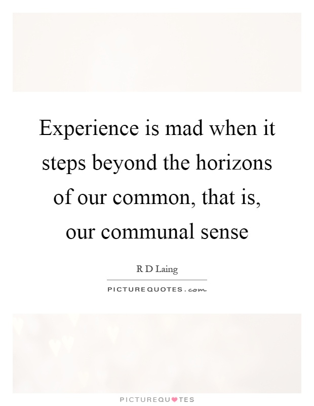 Experience is mad when it steps beyond the horizons of our common, that is, our communal sense Picture Quote #1