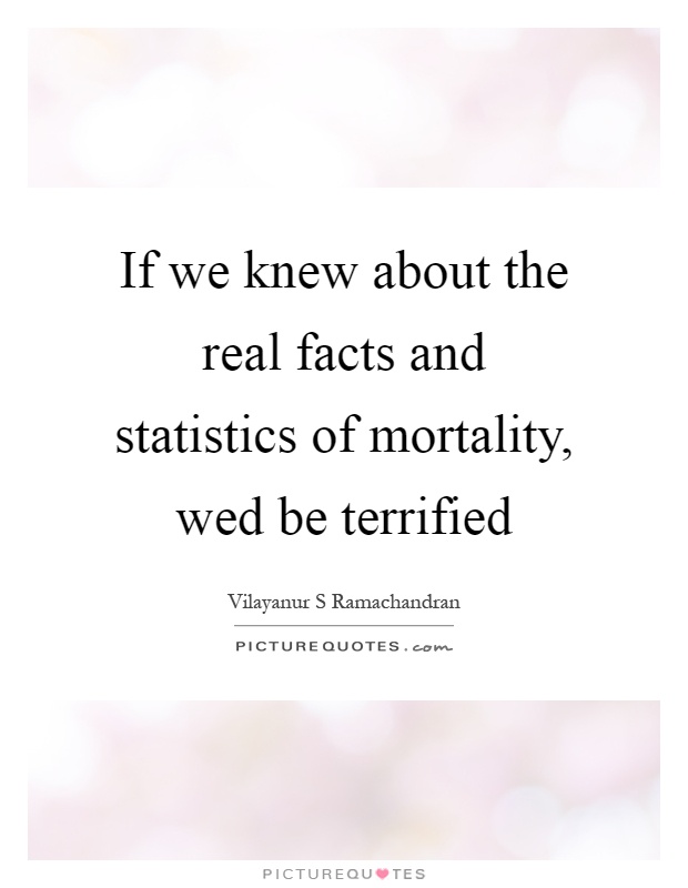 If we knew about the real facts and statistics of mortality, wed be terrified Picture Quote #1