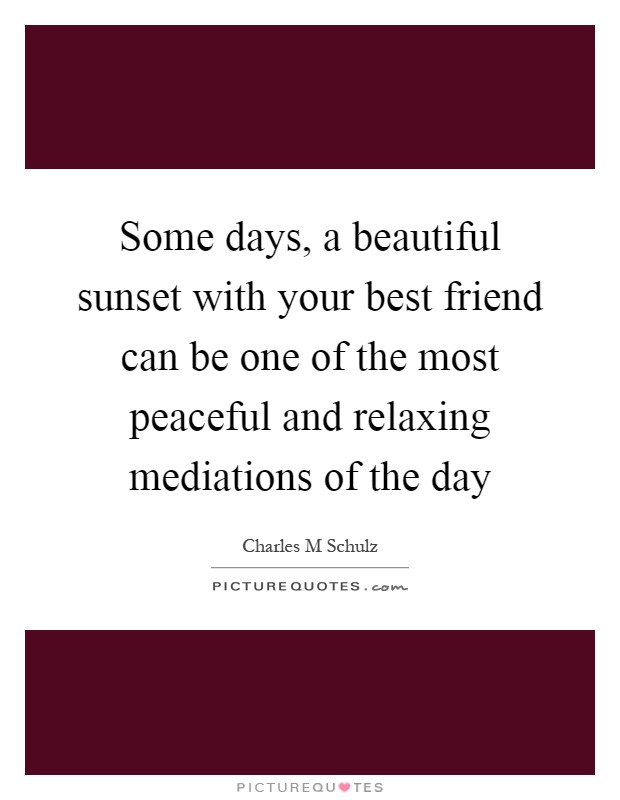 Some days, a beautiful sunset with your best friend can be one of the most peaceful and relaxing mediations of the day Picture Quote #1