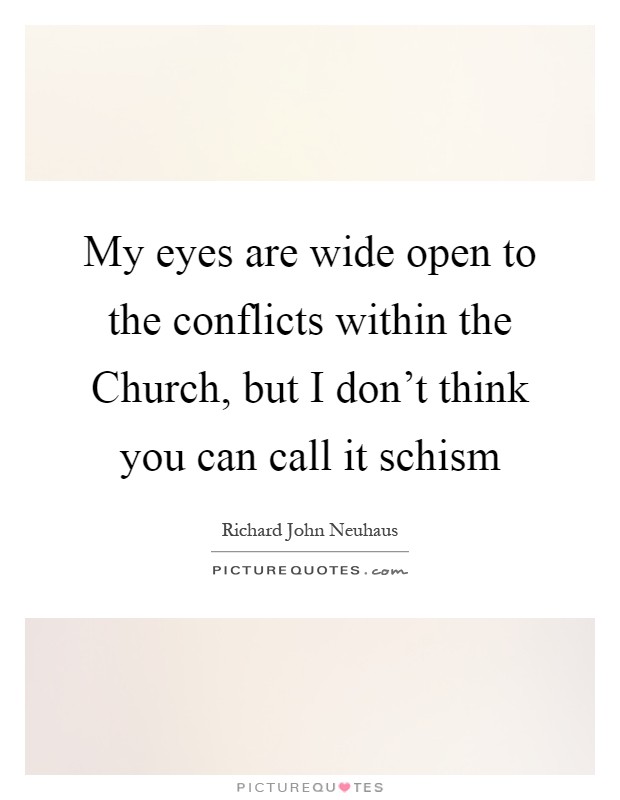 My eyes are wide open to the conflicts within the Church, but I don't think you can call it schism Picture Quote #1