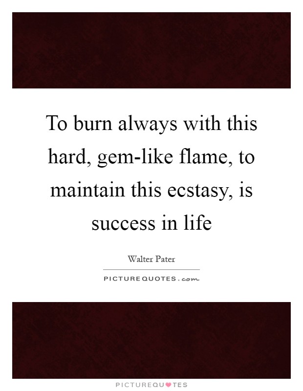 To burn always with this hard, gem-like flame, to maintain this ecstasy, is success in life Picture Quote #1