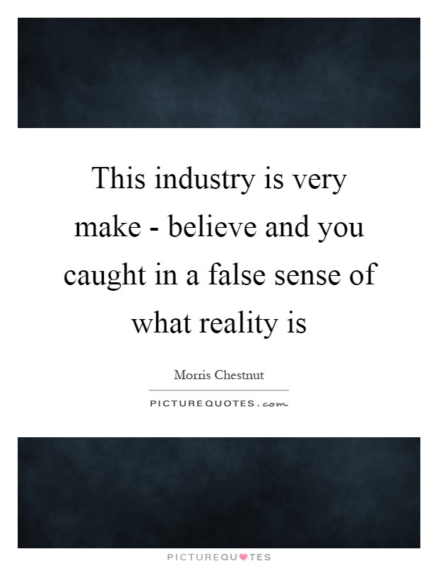 This industry is very make - believe and you caught in a false sense of what reality is Picture Quote #1