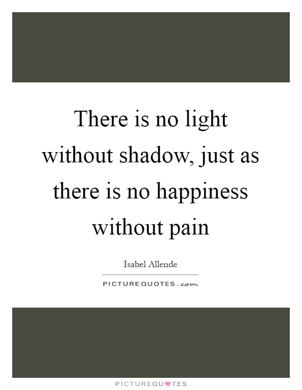 There is no light without shadow, just as there is no happiness without pain Picture Quote #1