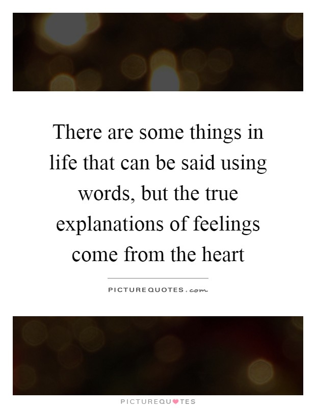 There are some things in life that can be said using words, but the true explanations of feelings come from the heart Picture Quote #1
