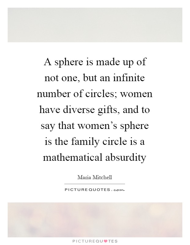 A sphere is made up of not one, but an infinite number of circles; women have diverse gifts, and to say that women’s sphere is the family circle is a mathematical absurdity Picture Quote #1