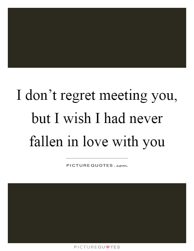 I don’t regret meeting you, but I wish I had never fallen in love with you Picture Quote #1