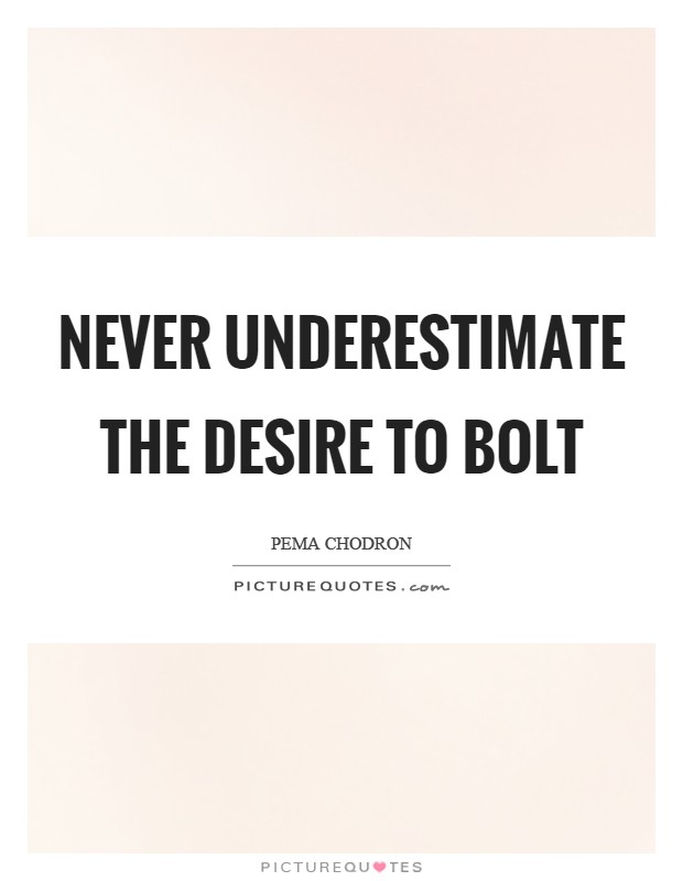 Never underestimate the desire to bolt Picture Quote #1