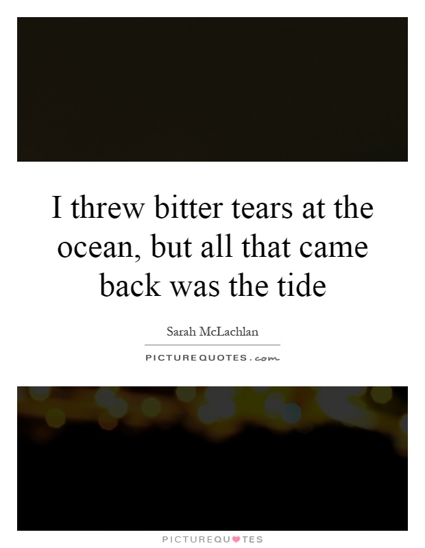 I threw bitter tears at the ocean, but all that came back was the tide Picture Quote #1