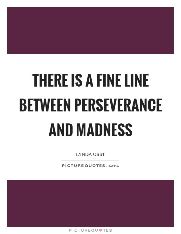 There is a fine line between perseverance and madness Picture Quote #1