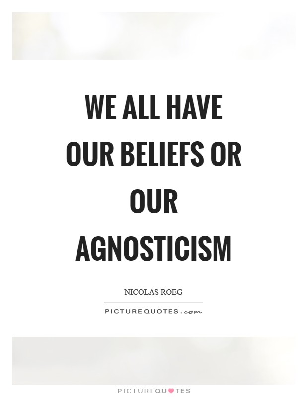 We all have our beliefs or our agnosticism Picture Quote #1