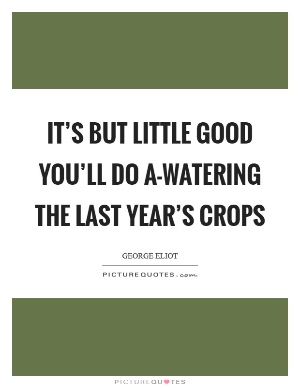It’s but little good you’ll do a-watering the last year’s crops Picture Quote #1