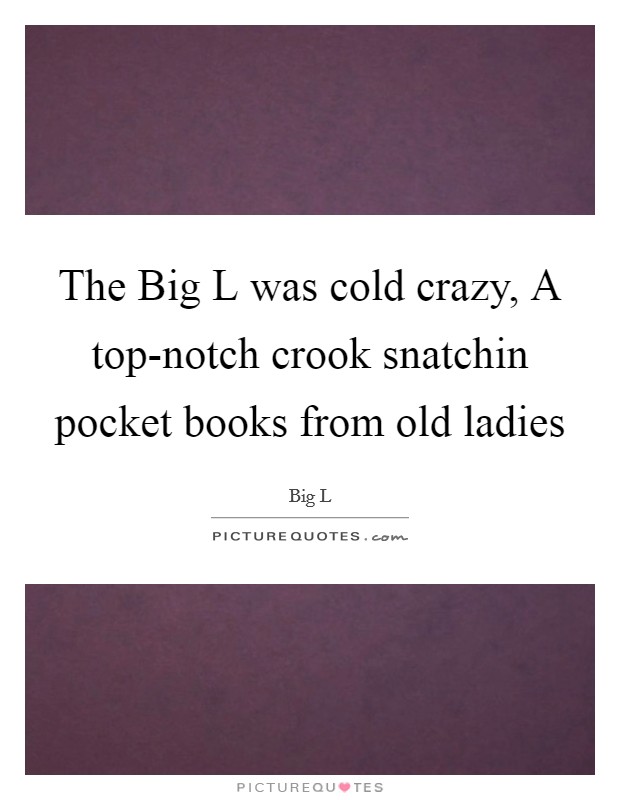 The Big L was cold crazy, A top-notch crook snatchin pocket books from old ladies Picture Quote #1