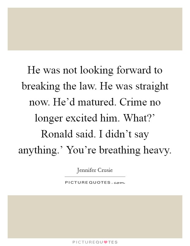 He was not looking forward to breaking the law. He was straight now. He’d matured. Crime no longer excited him. What?’ Ronald said. I didn’t say anything.’ You’re breathing heavy Picture Quote #1