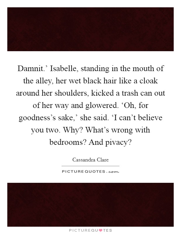 Damnit.' Isabelle, standing in the mouth of the alley, her wet... | Picture  Quotes