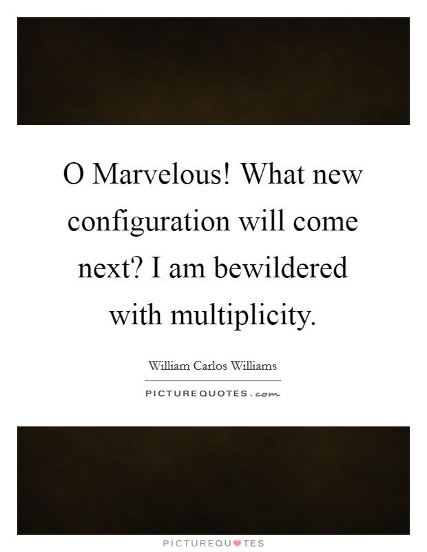 O Marvelous! What new configuration will come next? I am bewildered with multiplicity Picture Quote #1