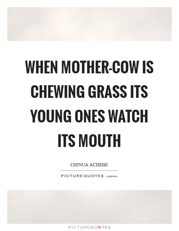 When mother-cow is chewing grass its young ones watch its mouth Picture Quote #1