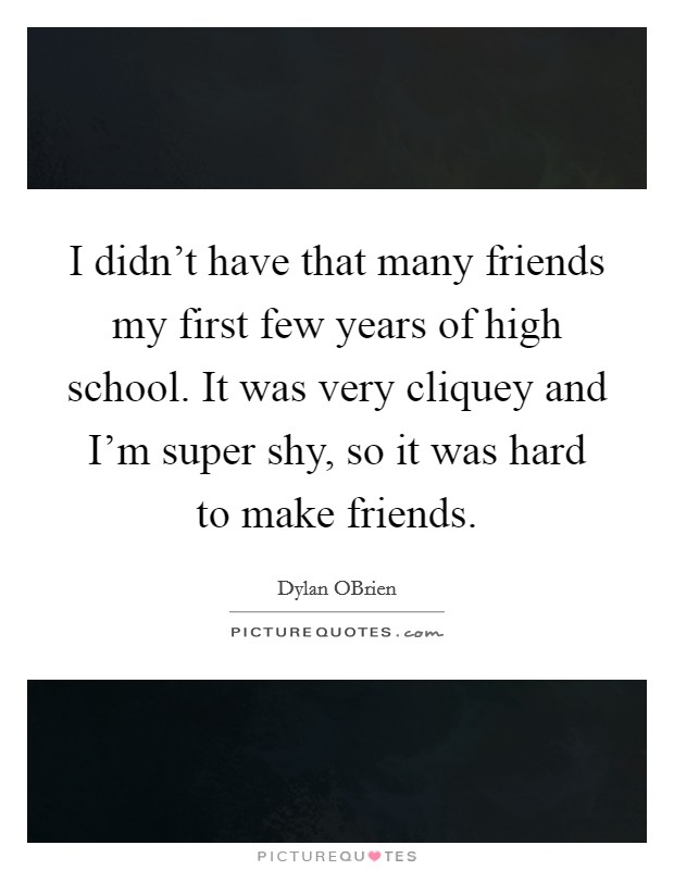 I didn’t have that many friends my first few years of high school. It was very cliquey and I’m super shy, so it was hard to make friends Picture Quote #1