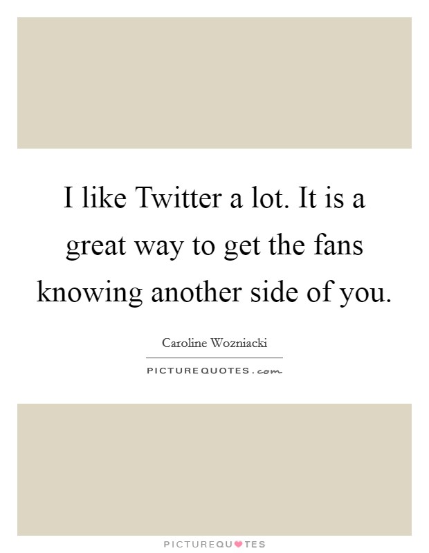 I like Twitter a lot. It is a great way to get the fans knowing another side of you Picture Quote #1