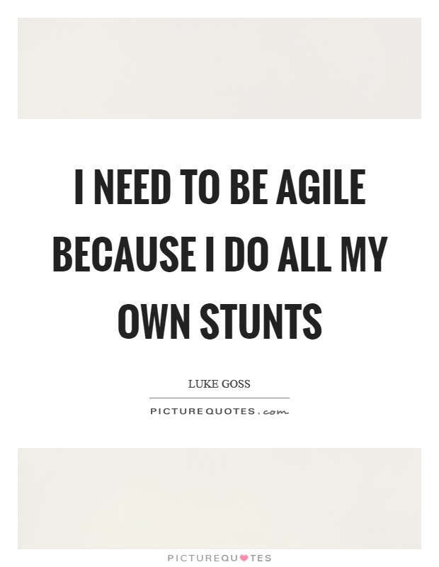 I need to be agile because I do all my own stunts Picture Quote #1