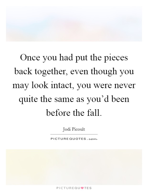 Once you had put the pieces back together, even though you may look intact, you were never quite the same as you’d been before the fall Picture Quote #1