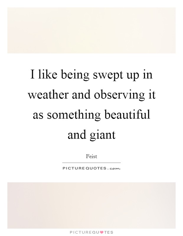 I like being swept up in weather and observing it as something beautiful and giant Picture Quote #1