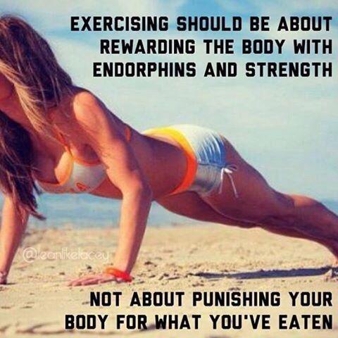 Exercising should be about rewarding the body with endorphins and strength. Not about punishing your body for what you’ve eaten Picture Quote #1