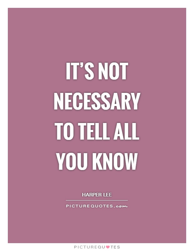 It’s not necessary to tell all you know Picture Quote #1