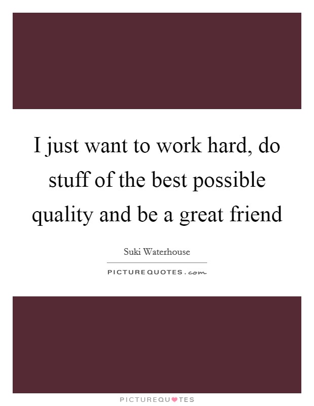 I just want to work hard, do stuff of the best possible quality and be a great friend Picture Quote #1