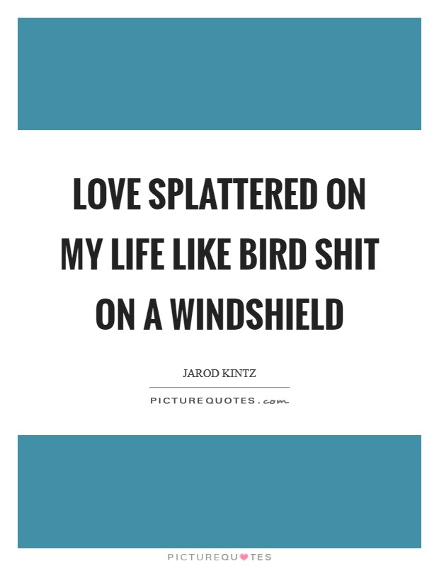 Love splattered on my life like bird shit on a windshield Picture Quote #1