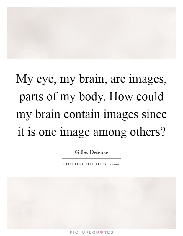 My eye, my brain, are images, parts of my body. How could my brain contain images since it is one image among others? Picture Quote #1