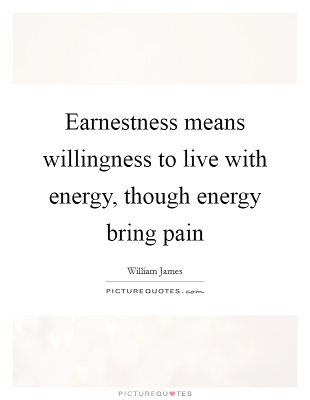 Earnestness means willingness to live with energy, though energy bring pain Picture Quote #1