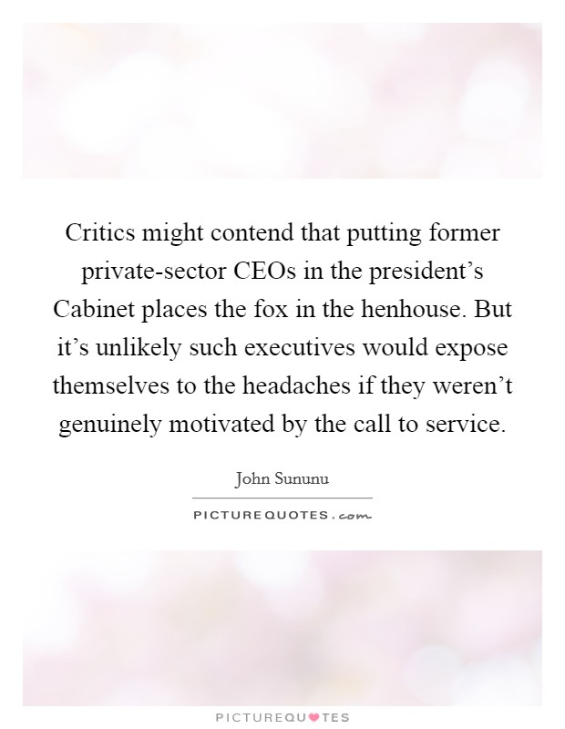 Critics Might Contend That Putting Former Private Sector Ceos In