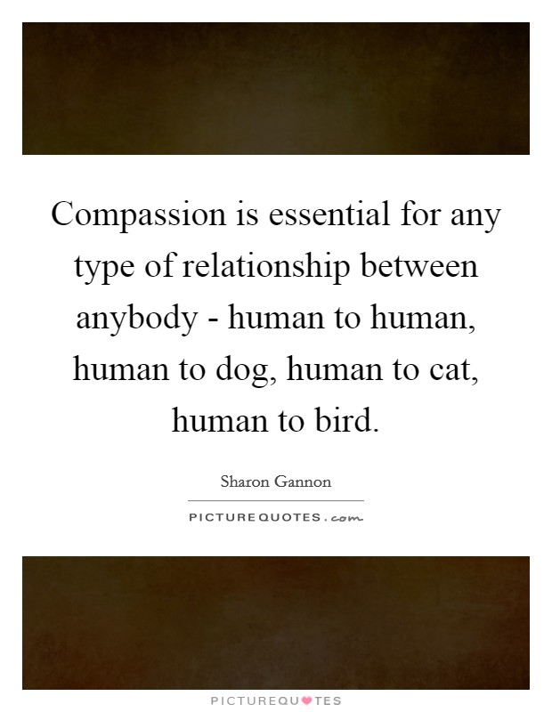 Compassion is essential for any type of relationship between anybody - human to human, human to dog, human to cat, human to bird Picture Quote #1