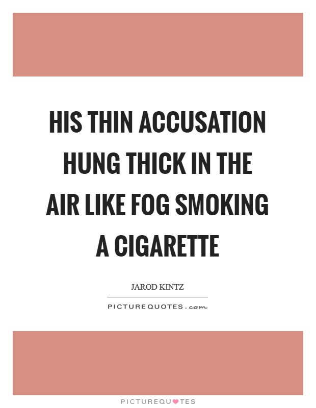 His thin accusation hung thick in the air like fog smoking a cigarette Picture Quote #1