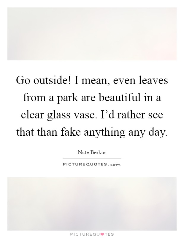 Go outside! I mean, even leaves from a park are beautiful in a clear glass vase. I'd rather see that than fake anything any day. Picture Quote #1