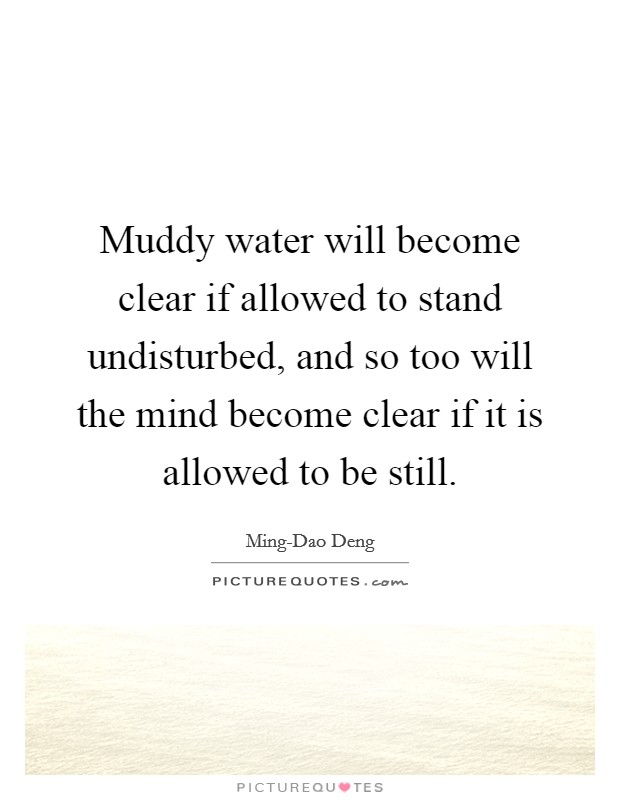 Muddy water will become clear if allowed to stand undisturbed, and so too will the mind become clear if it is allowed to be still Picture Quote #1