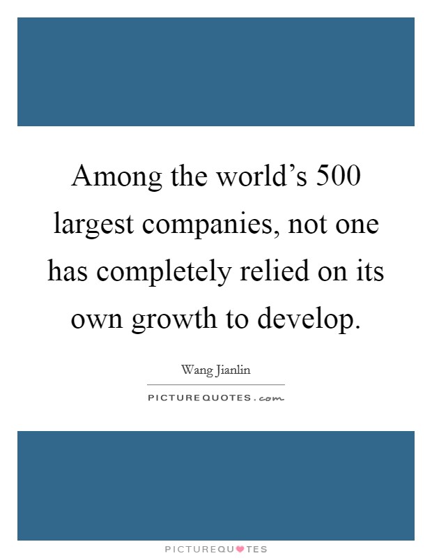 Among the world's 500 largest companies, not one has completely relied on its own growth to develop. Picture Quote #1