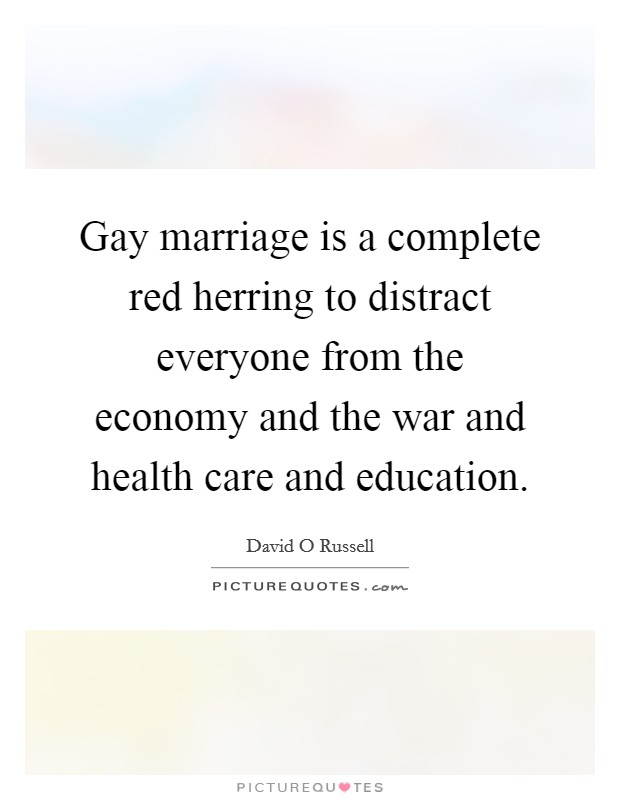 Gay marriage is a complete red herring to distract everyone from the economy and the war and health care and education Picture Quote #1