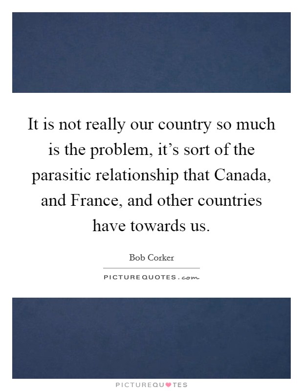It is not really our country so much is the problem, it’s sort of the parasitic relationship that Canada, and France, and other countries have towards us Picture Quote #1