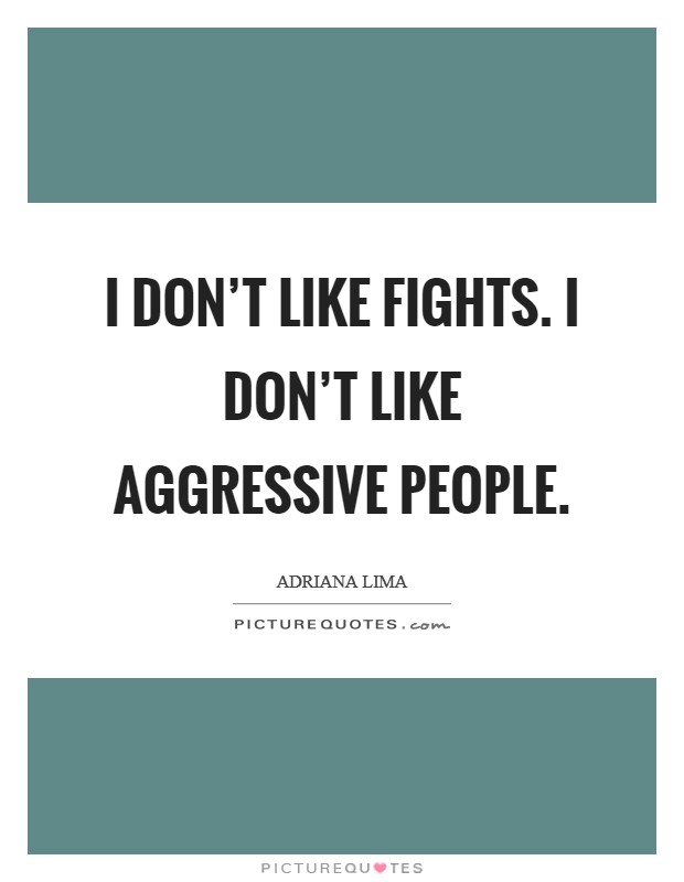 I don't like fights. I don't like aggressive people. Picture Quote #1
