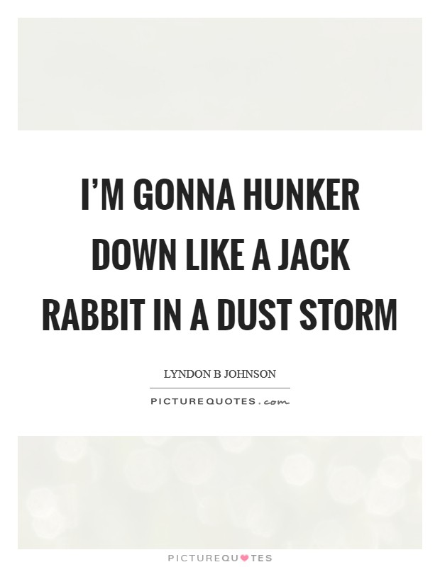 I’m gonna hunker down like a jack rabbit in a dust storm Picture Quote #1