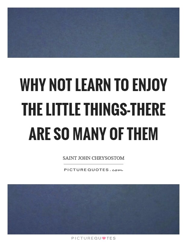 Why not learn to enjoy the little things-there are so many of them Picture Quote #1