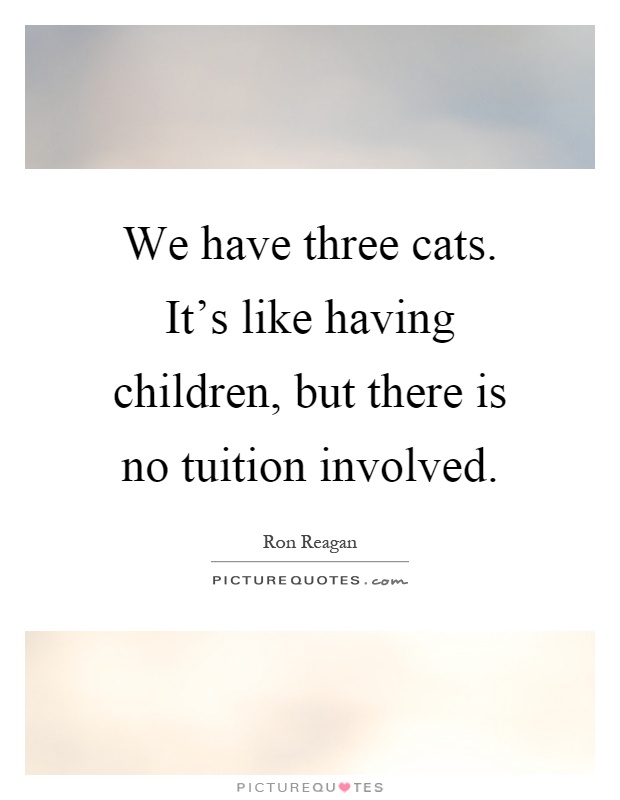 We have three cats. It’s like having children, but there is no tuition involved Picture Quote #1