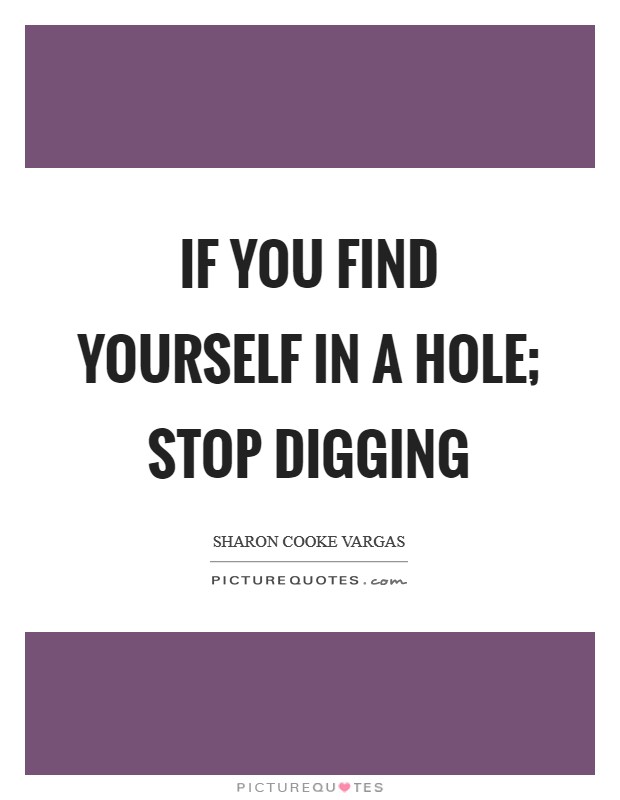 If You find yourself in a hole; stop digging Picture Quote #1